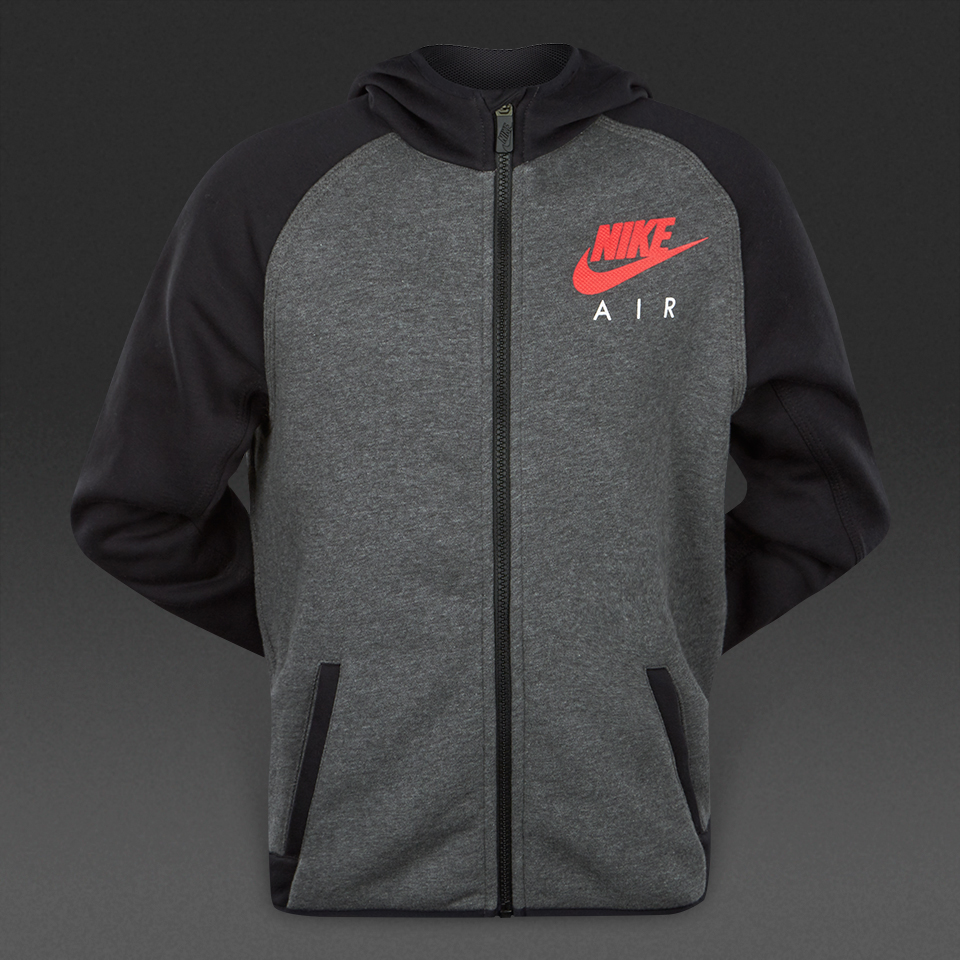 Nike Sportswear Brushed Fleece Full-Zip Hoodie Charcoal Heather / Black / Anthracite for Boys